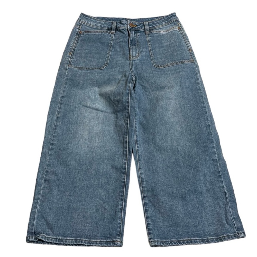 Wide Leg Women's Jeans - Blue Denim